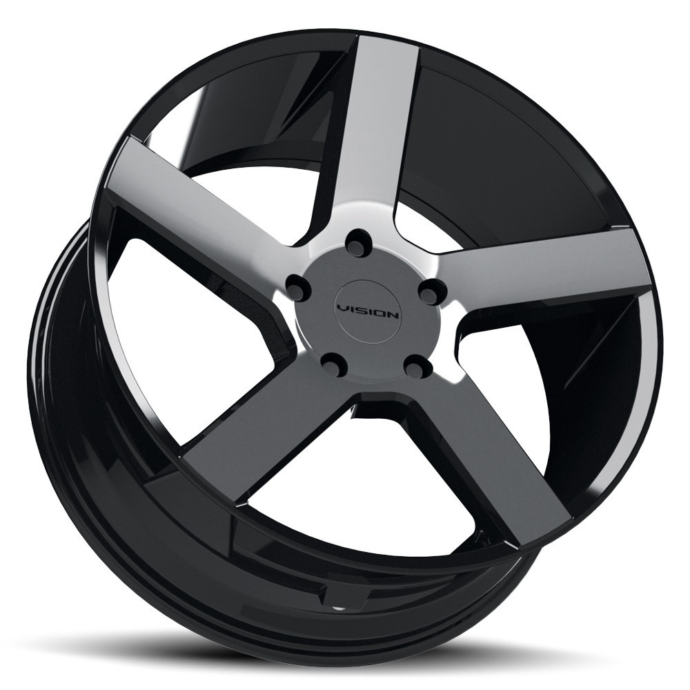 22" Vision 472 Switchback Gloss Black Machined Face 22x9.5 Wheel 6x5.5 (6x139.7) 15mm Rim