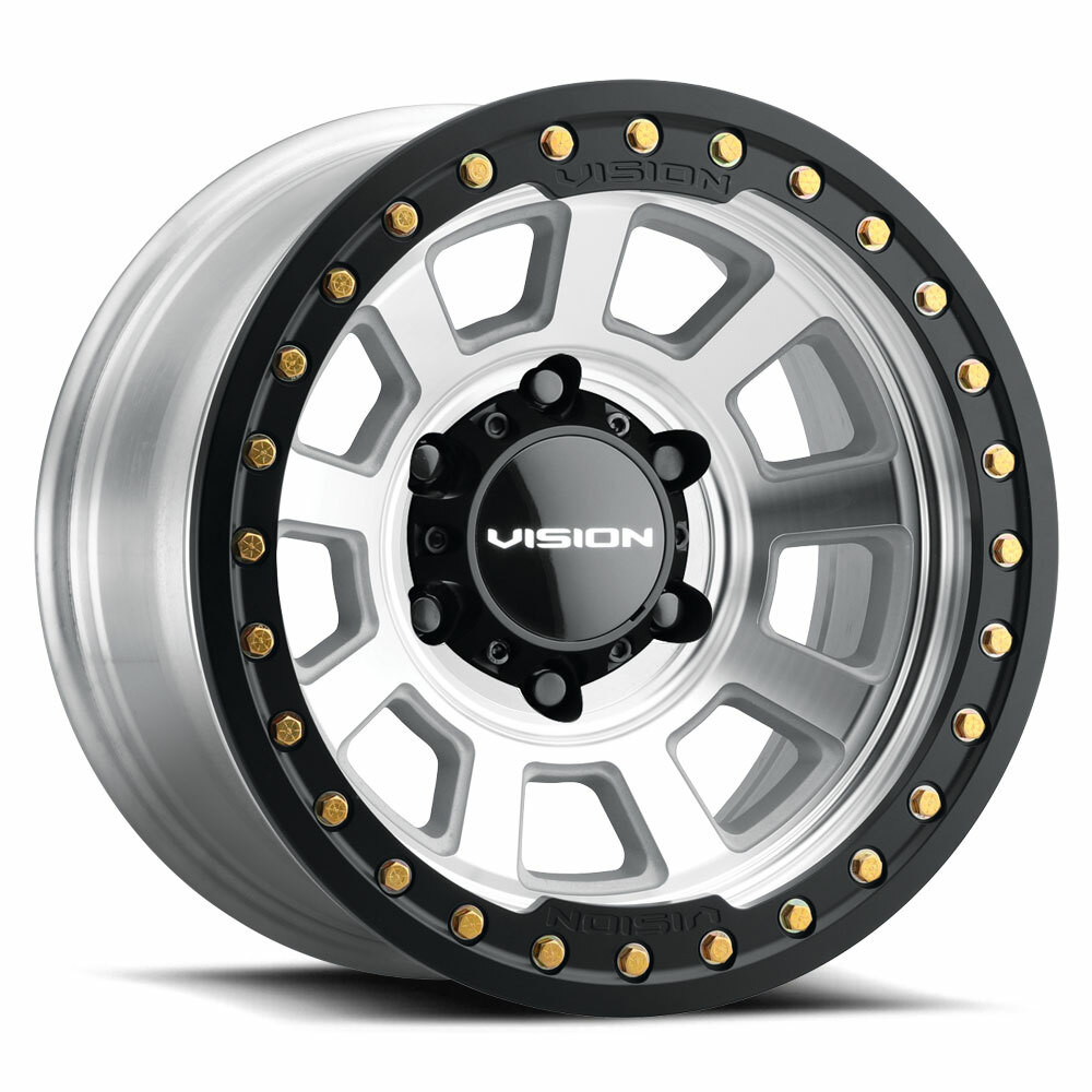 Set 4 17" Vision 350 Ojos Beadlock Machined 17x9 Wheels 6x5.5 (6x139.7) -40mm Rims