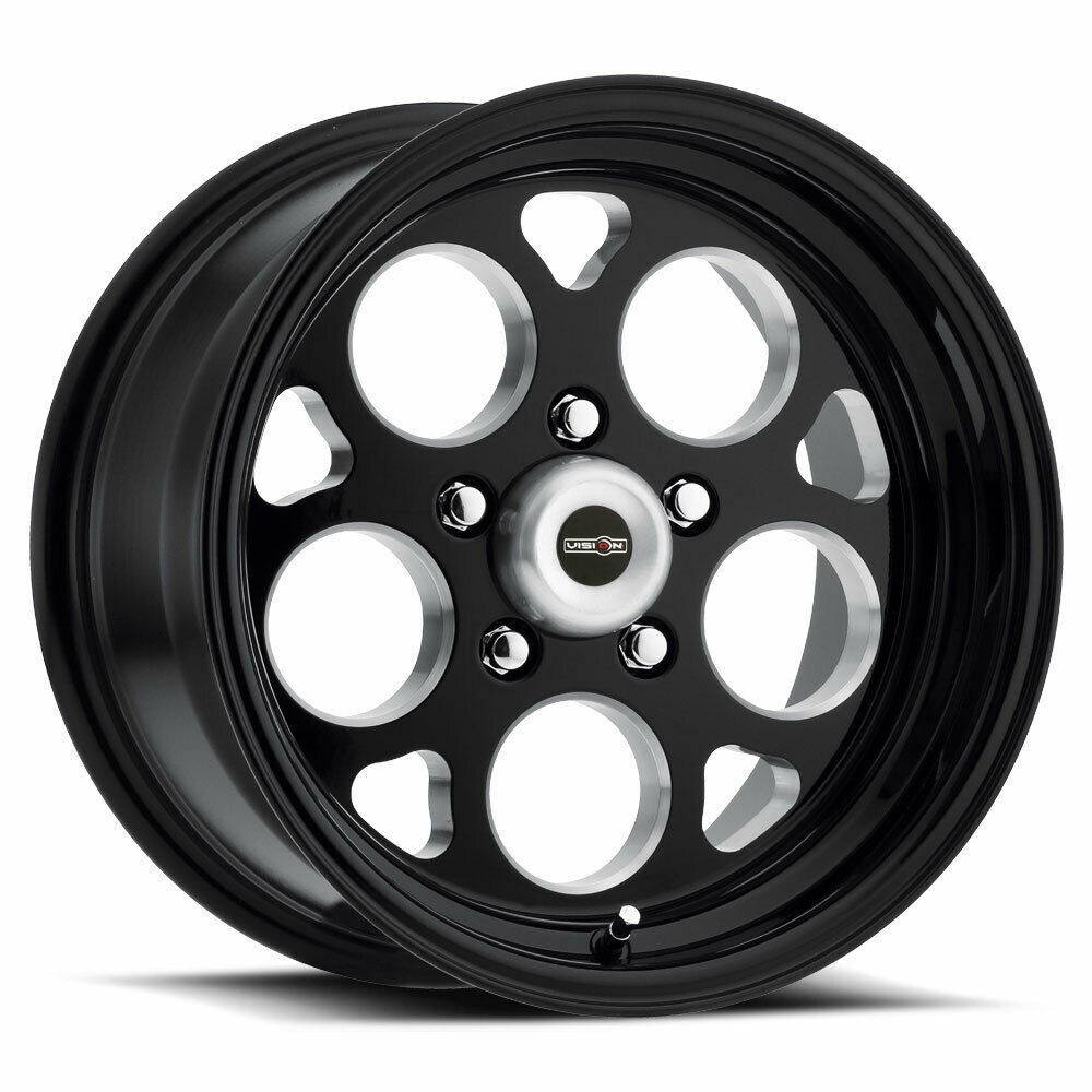 17" Vision 561 Sport Mag Gloss Black with Milled Windows 17x4.5 Wheel 5x4.75 (5x120.65) -24mm Rim