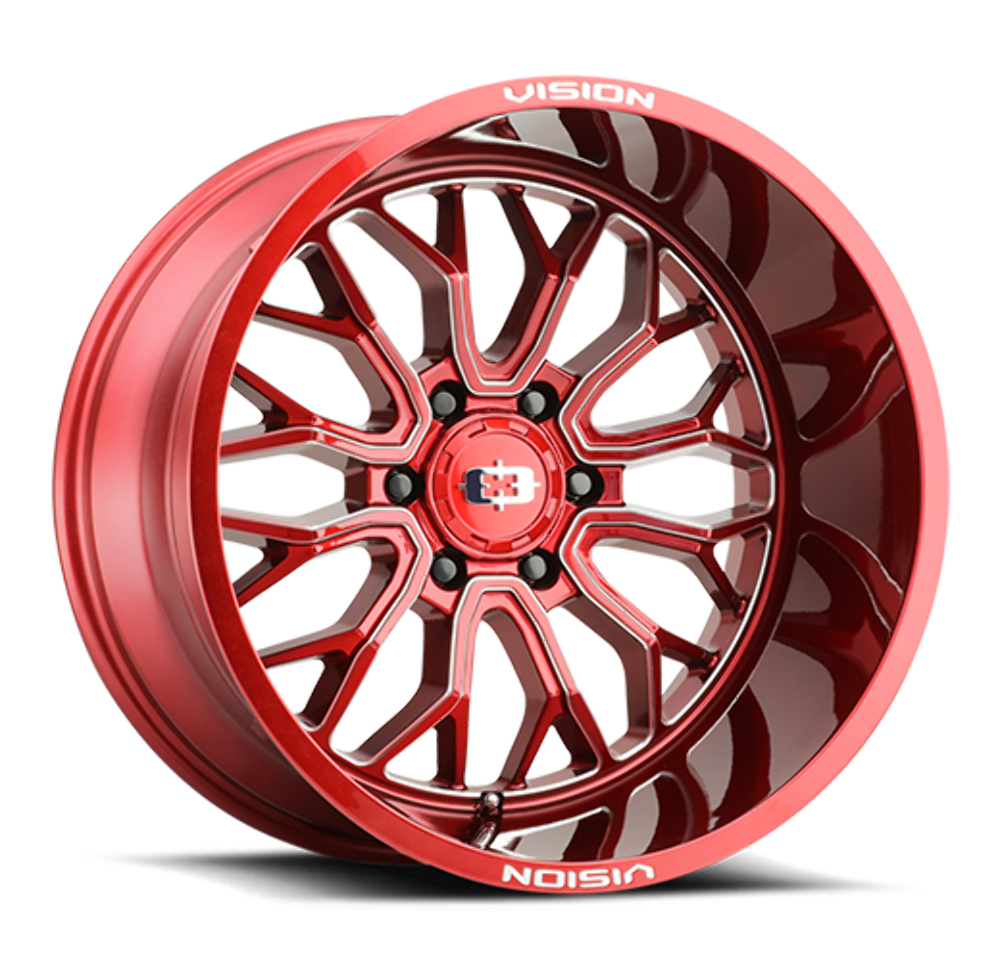 Set 4 22" Vision 402 Riot Red Tint Milled Spoke 22x12 Wheels 5x5.5 (5x139.7) -51mm Rims
