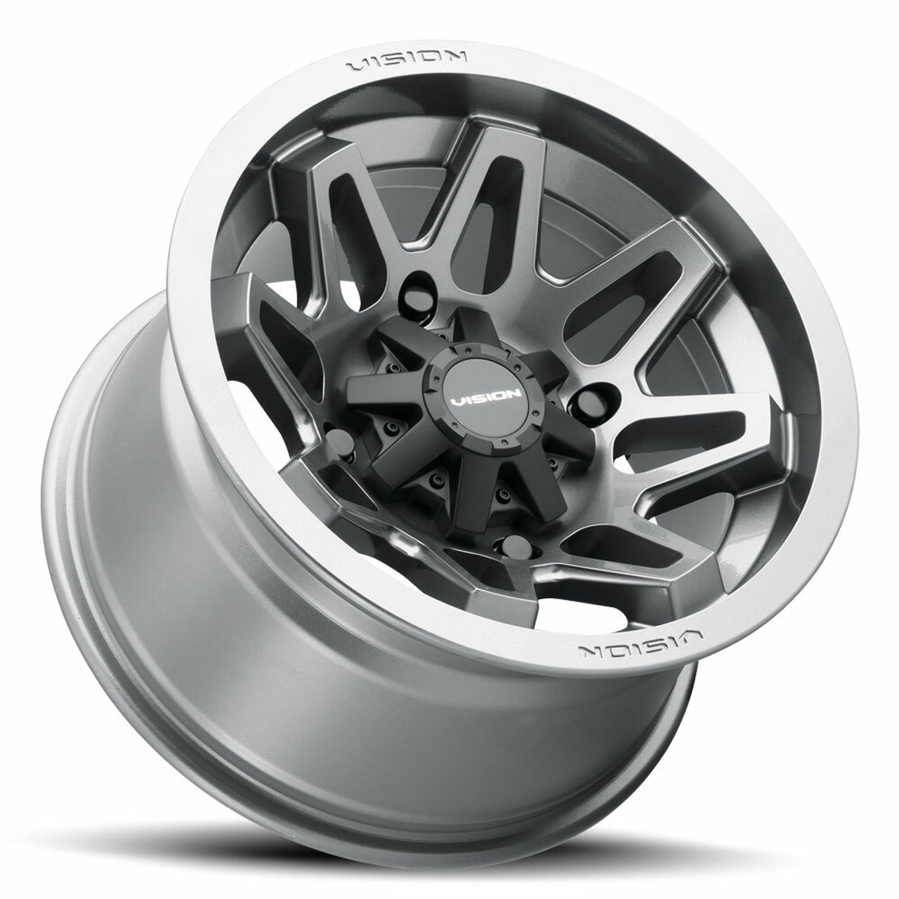 Set 4 12" Vision ATV 416 Se7en Gunmetal Wheels 12x7 4x110 Rims 2.5mm