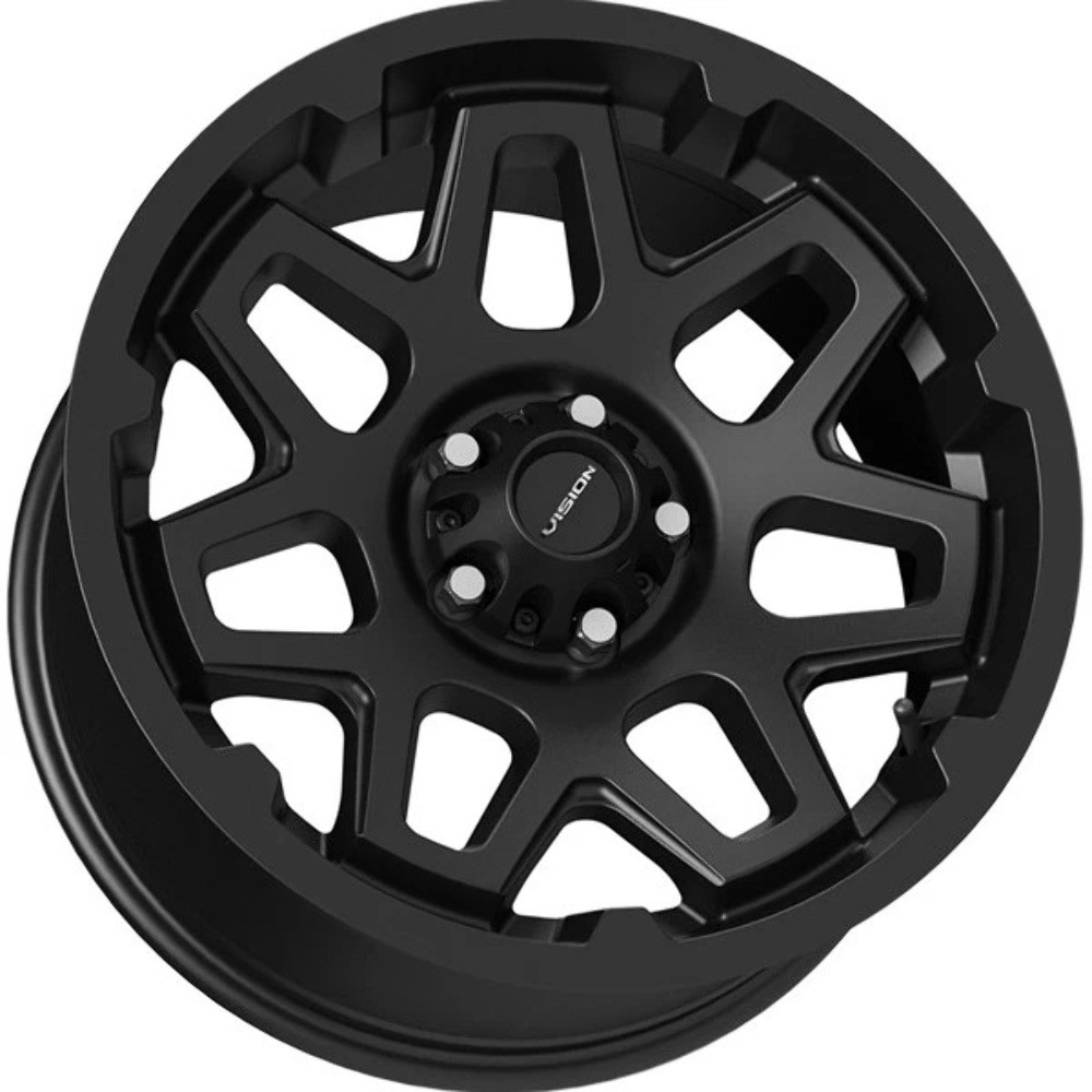 17" Vision 416 Se7en Satin Black 17x7 Wheel 5x4.5 (5x114.3) 0mm Rim