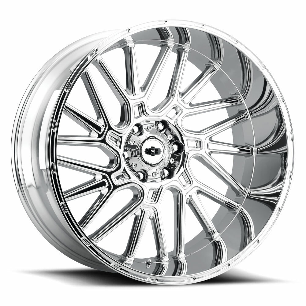 Set 4 22" Vision Off-Road 404 Brawl Chrome 22x12 5x5.5 -51mm Lifted Rims