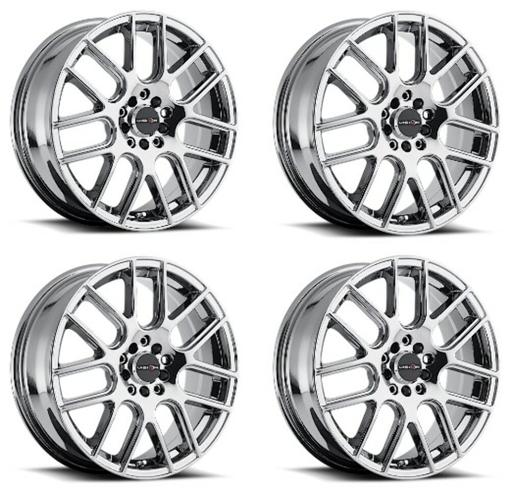 Set 4 20" Vision Street 426H Cross Chrome Wheel 20x8.5 5x4.5 (5x114.3) Rims 40mm