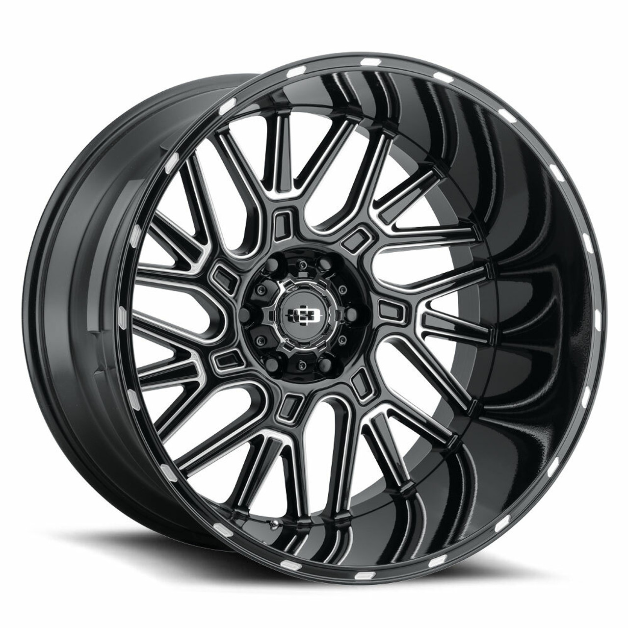 Set 4 22" Vision 404 Brawl Gloss Black Milled Spoke Wheels 22x12 5x5.5 Rim -51mm