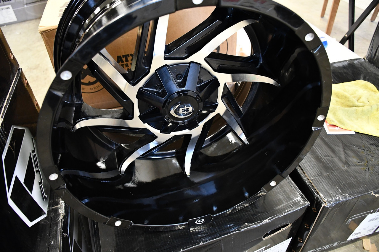 20" Vision 422 Prowler Gloss Black Machined Face Wheel 20x9 8x6.5 Truck Rim 12mm