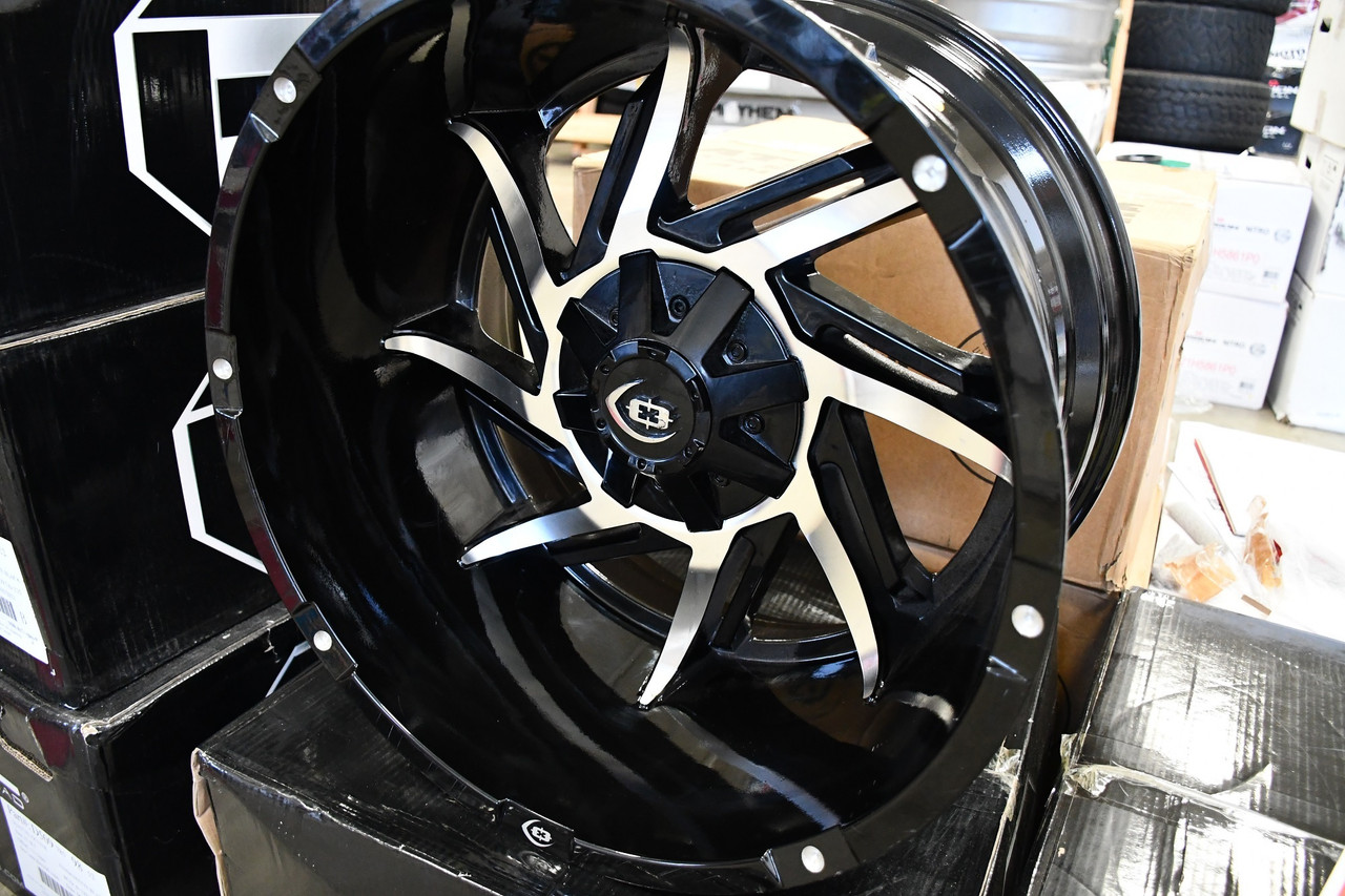 20" Vision 422 Prowler Gloss Black Machined Face Wheel 20x9 8x6.5 Truck Rim 12mm