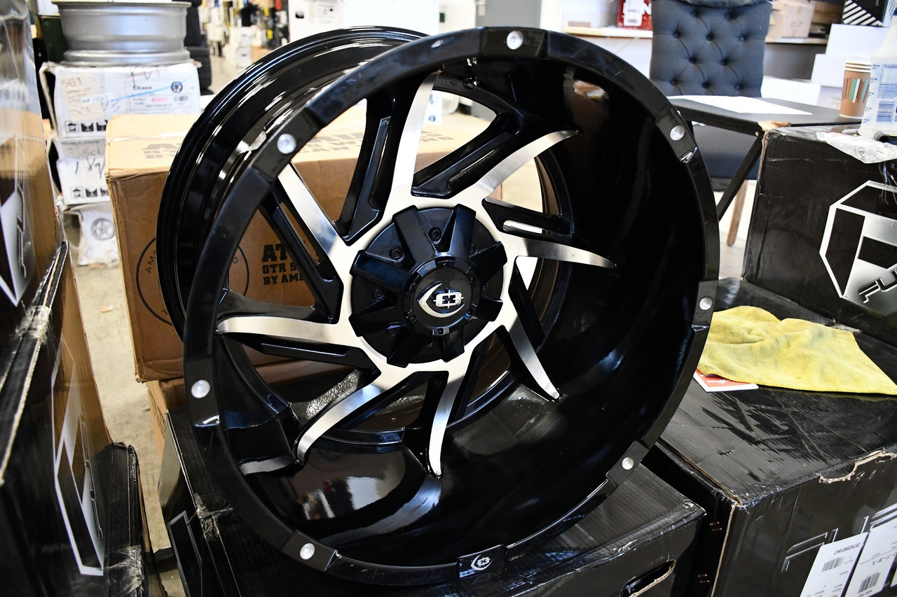 20" Vision 422 Prowler Gloss Black Machined Face Wheel 20x9 8x6.5 Truck Rim 12mm