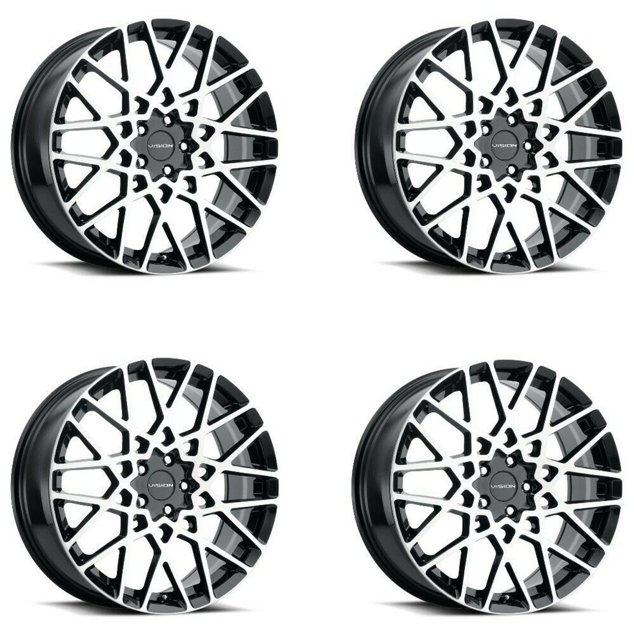 Set 4 20" Vision Street 474 Recoil Black Machined Face Wheels 20x8.5 5x112 35mm
