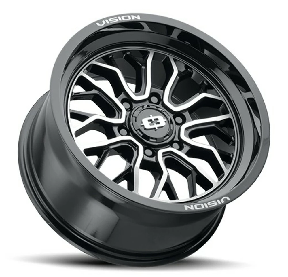 Set 4 18" Vision 402 Riot Gloss Black Machined Face 18x9 Wheels 5x5.5 (5x139.7) 12mm Rims