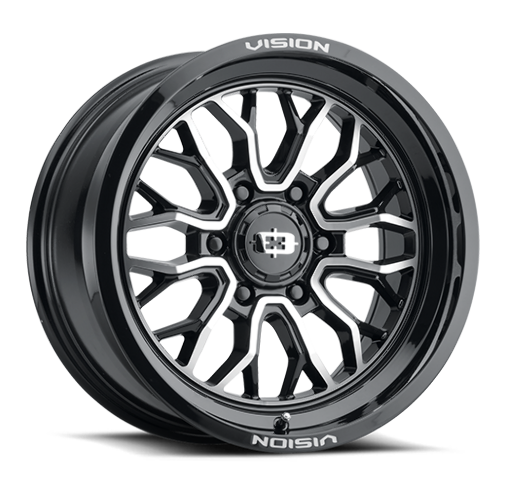 Set 4 18" Vision 402 Riot Gloss Black Machined Face 18x9 Wheels 5x5.5 (5x139.7) 12mm Rims