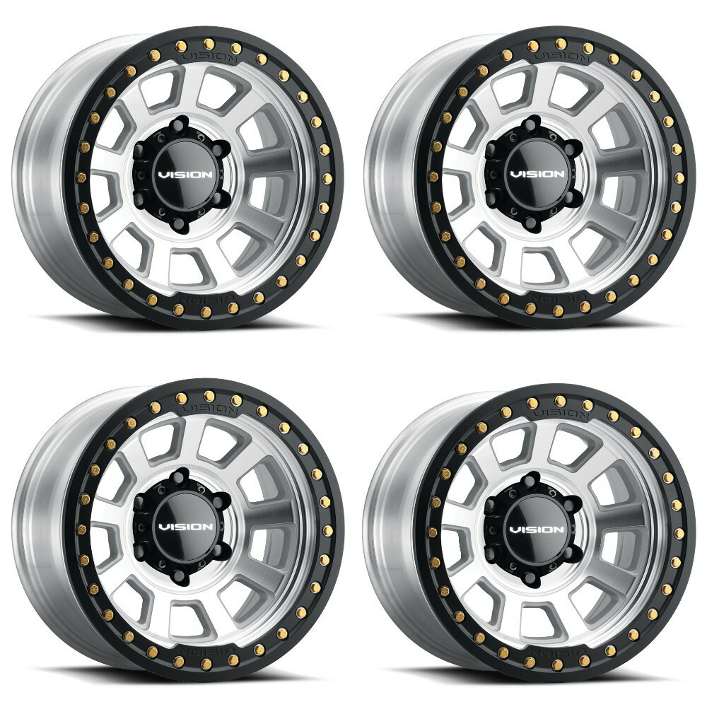 Set 4 17" Vision 350 Ojos Beadlock Machined 17x9 Wheels 5x5 (5x127) -40mm Rims