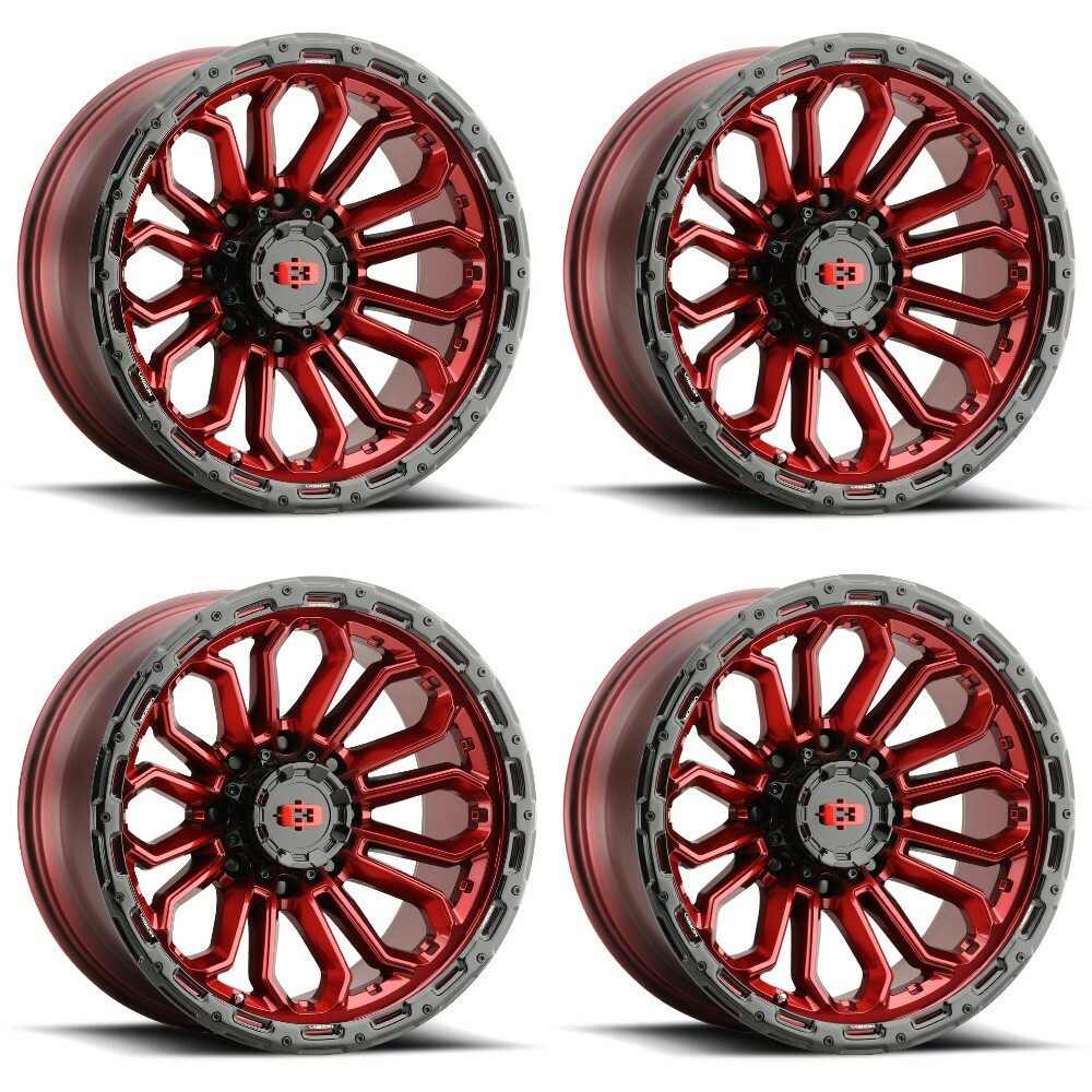 Set 4 17" Vision Off-Road 405 Korupt Gloss Red Gloss Black Lip 17x8 5x120 30mm