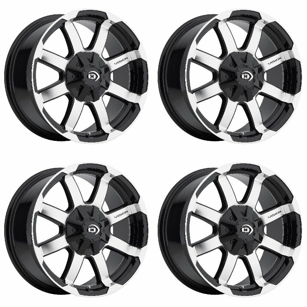 Set 4 16" Vision 413 Valor Gloss Black Machined Face 16x6.5 Wheels 5x130 45mm Rims