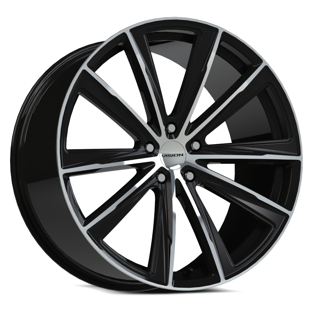 20" Vision 471 Splinter Gloss Black Machined Face 20x9 Wheel 5x120 35mm Rim