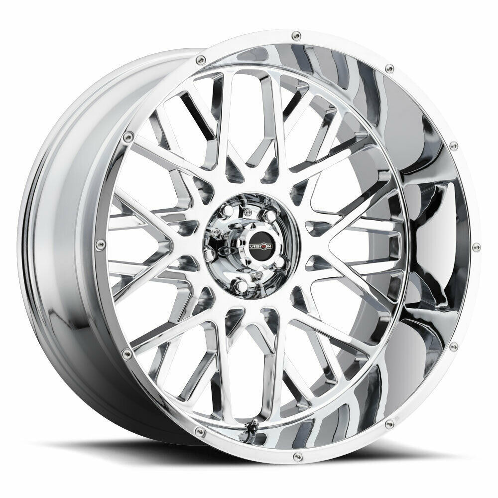 Set 4 20" Vision 412 Rocker Chrome 20x9 Wheels 8x6.5 (8x165.1) 12mm Rims