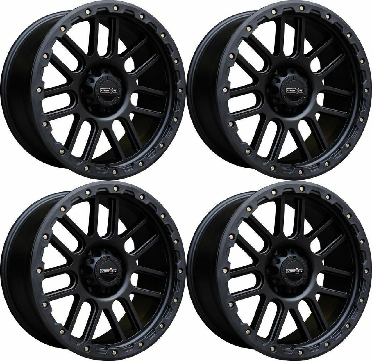 Set 4 18" Vision Off-Road 111 Nemesis Matte Black Wheels 18x9 5x5 Truck Rims 0mm