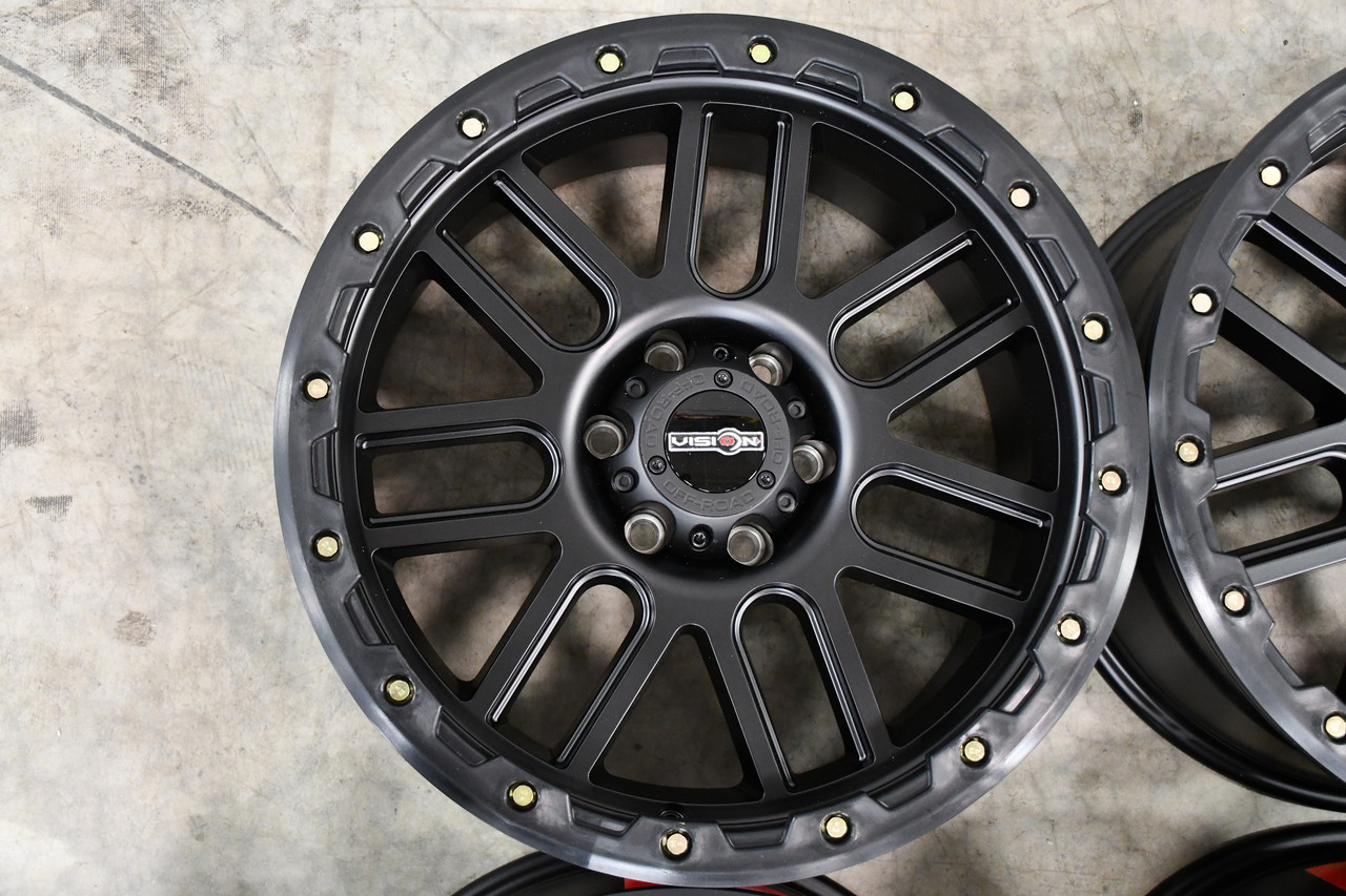 Set 4 18" Vision Off-Road 111 Nemesis Matte Black Wheels 18x9 5x5 Truck Rims 0mm