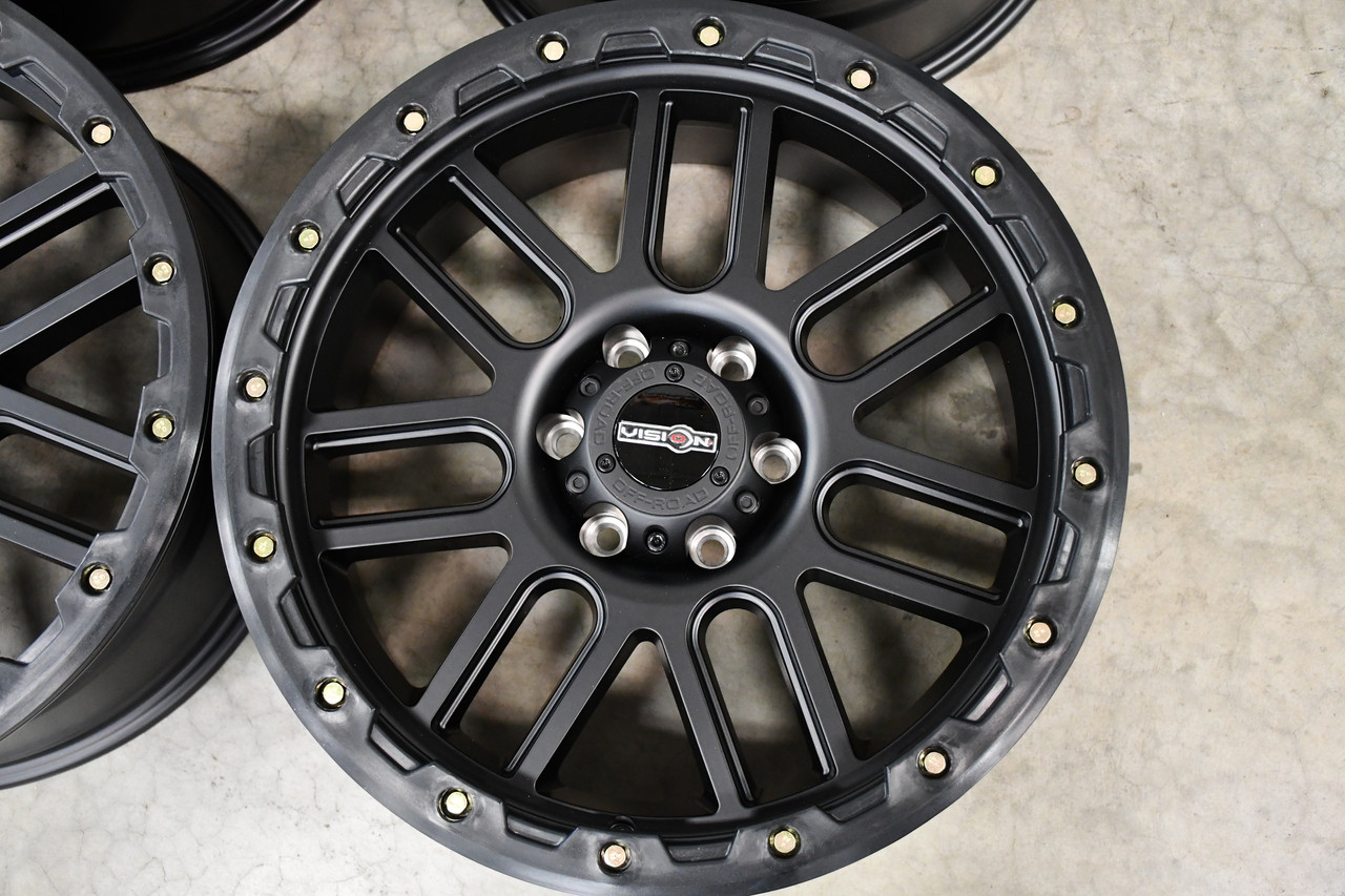 Set 4 18" Vision Off-Road 111 Nemesis Matte Black Wheels 18x9 5x5 Truck Rims 0mm