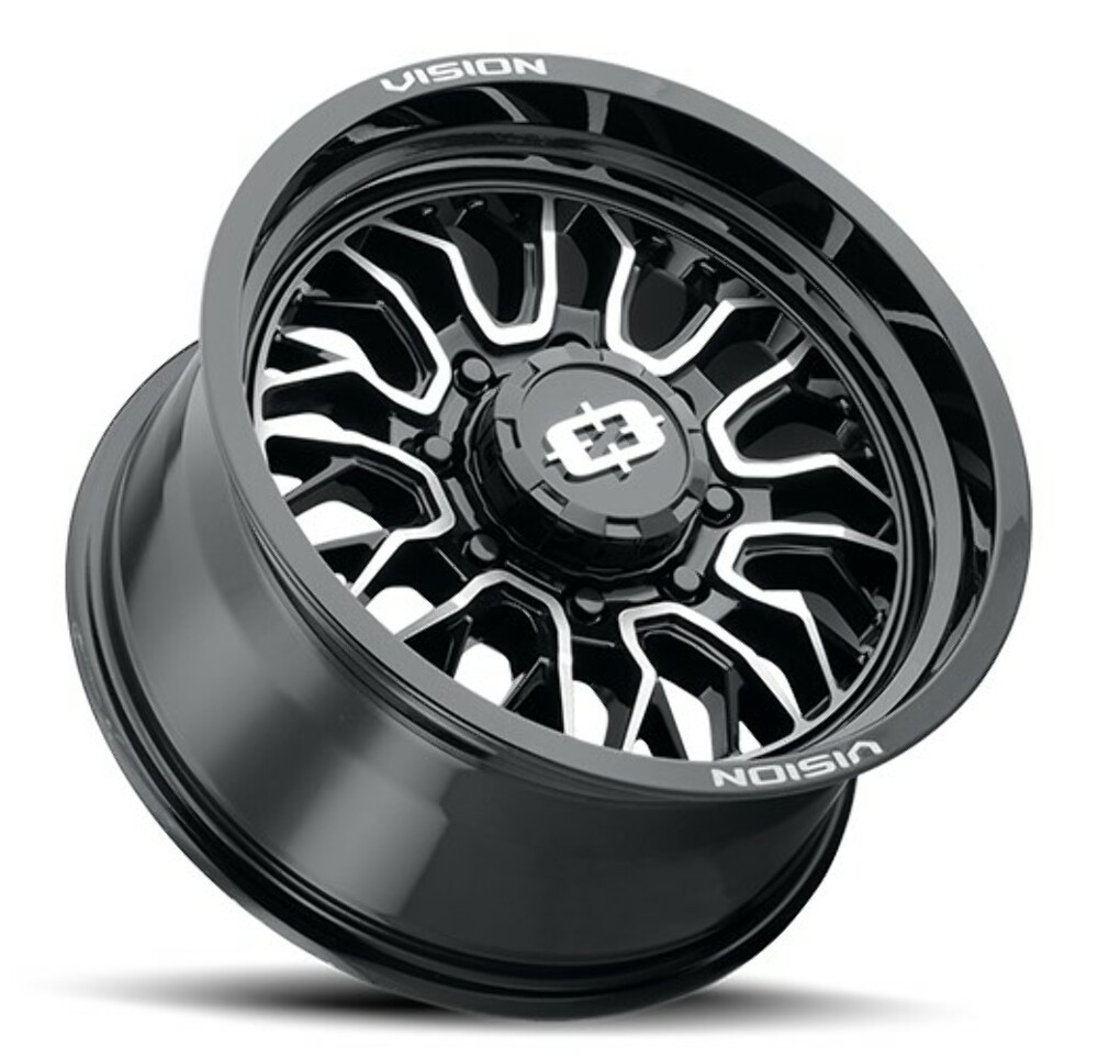 Set 4 20" Vision 402 Riot Gloss Black Machined Face 20x12 Wheels 8x6.5 (8x165.1) -51mm Rims