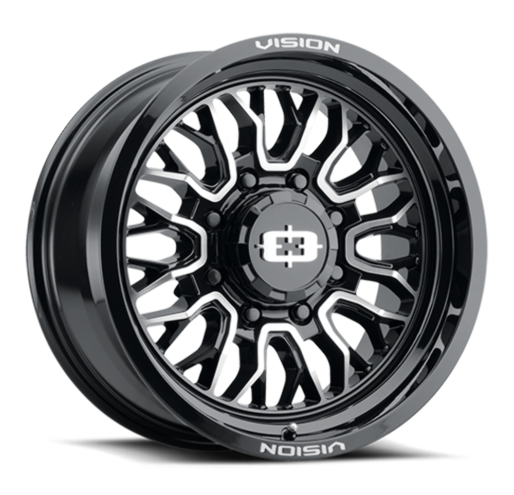 Set 4 20" Vision 402 Riot Gloss Black Machined Face 20x12 Wheels 8x6.5 (8x165.1) -51mm Rims