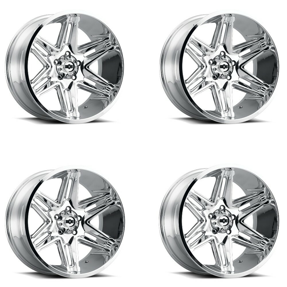 Set 4 20" Vision Off-Road 363 Razor Chrome Wheels 20x10 6x5.5 Lifted Rims -25mm