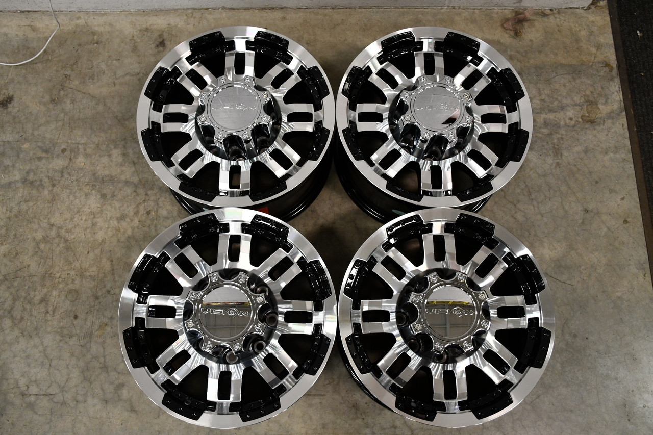 Set 4 20" Vision 375 Warrior Gloss Black Machined Face 20x9 Wheels 8x6.5 (8x165.1) 18mm Rims