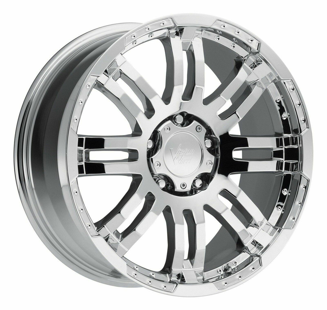 Set 4 16" Vision Off-Road 375 Warrior Chrome Wheels 16x6.5 5x130 Rims 45mm