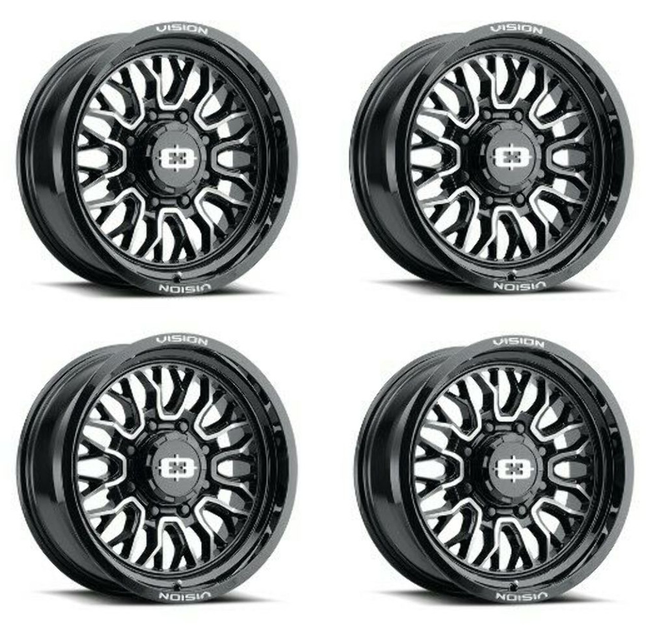 Set 4 20" Vision 402 Riot Gloss Black Machined Face Wheels 20x12 8x180 Rim -51mm Set 4 20" Vision 402 Riot Gloss Black Machined Face Wheels 20x12 8x180 Rim -51mm