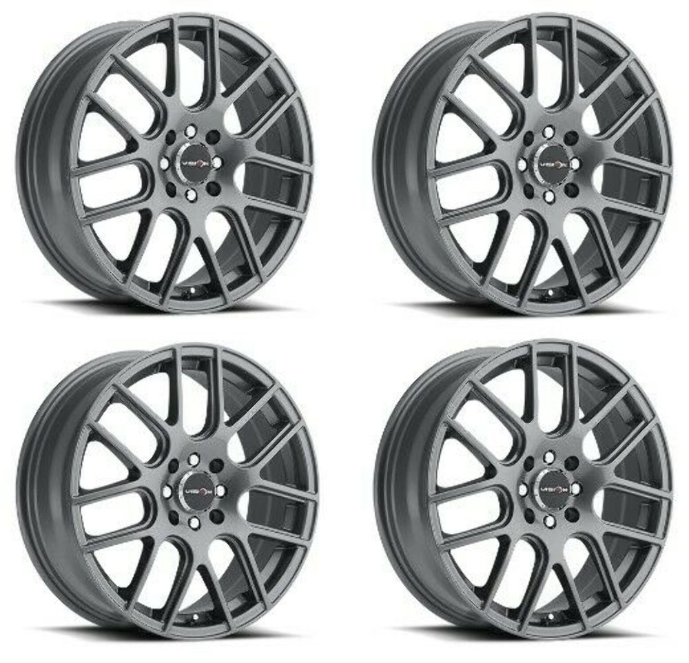Set 4 14" Vision Street 426H Cross Gunmetal Wheels 14x5.5 4x100 Rims 38mm