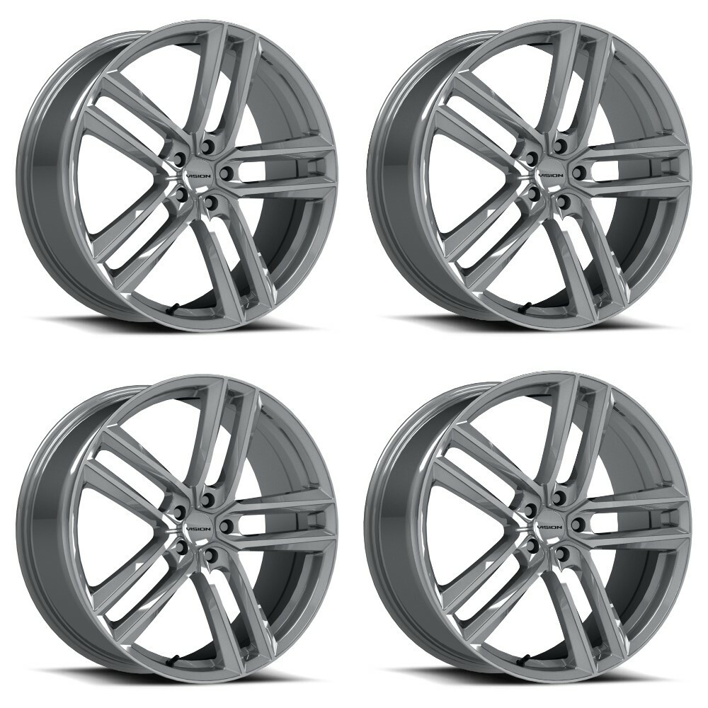 Set 4 22" Vision 475 Clutch Hyper Silver 22x9 Wheels 5x4.5 (5x114.3) 38mm Rims