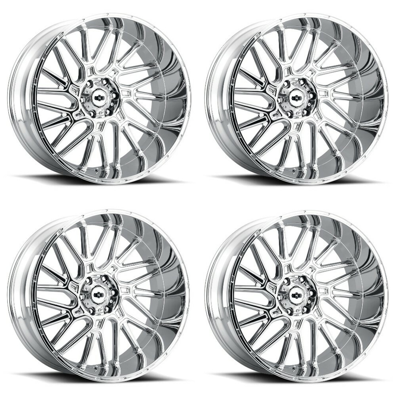 Set 4 22" Vision Off-Road 404 Brawl Chrome 22x12 6x5.5 Rims -51mm Lifted