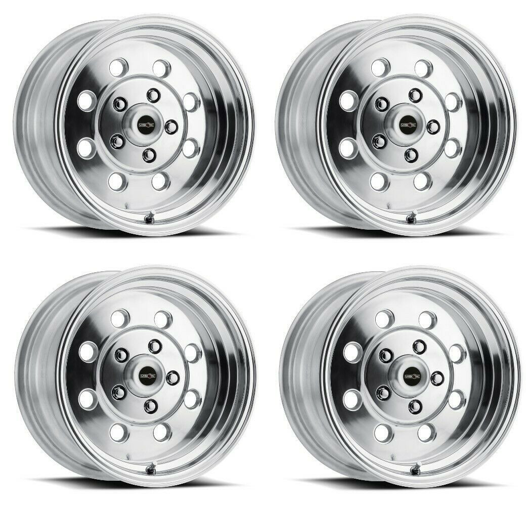 Set 4 15" Vision American Muscle 531 Sport Lite Polished 15x10 5x4.5 Rims -25mm