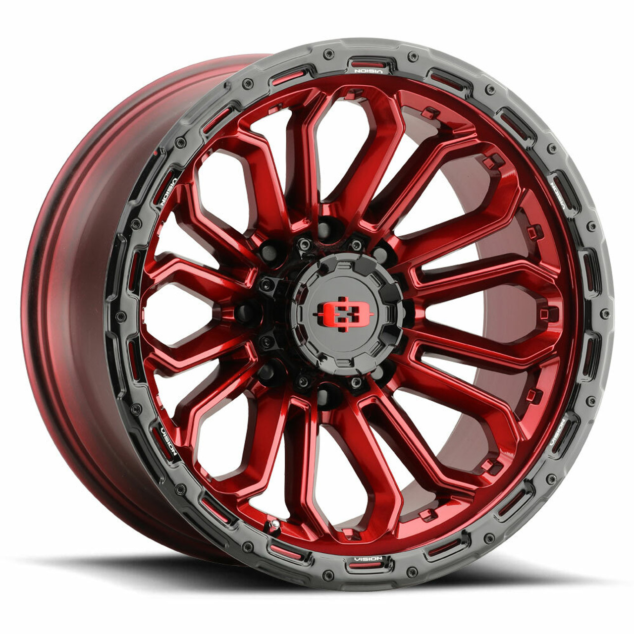 Set 4 16" Vision Off-Road 405 Korupt Red w/ Black Lip Wheels 16x8 6x5.5 Rims 0mm