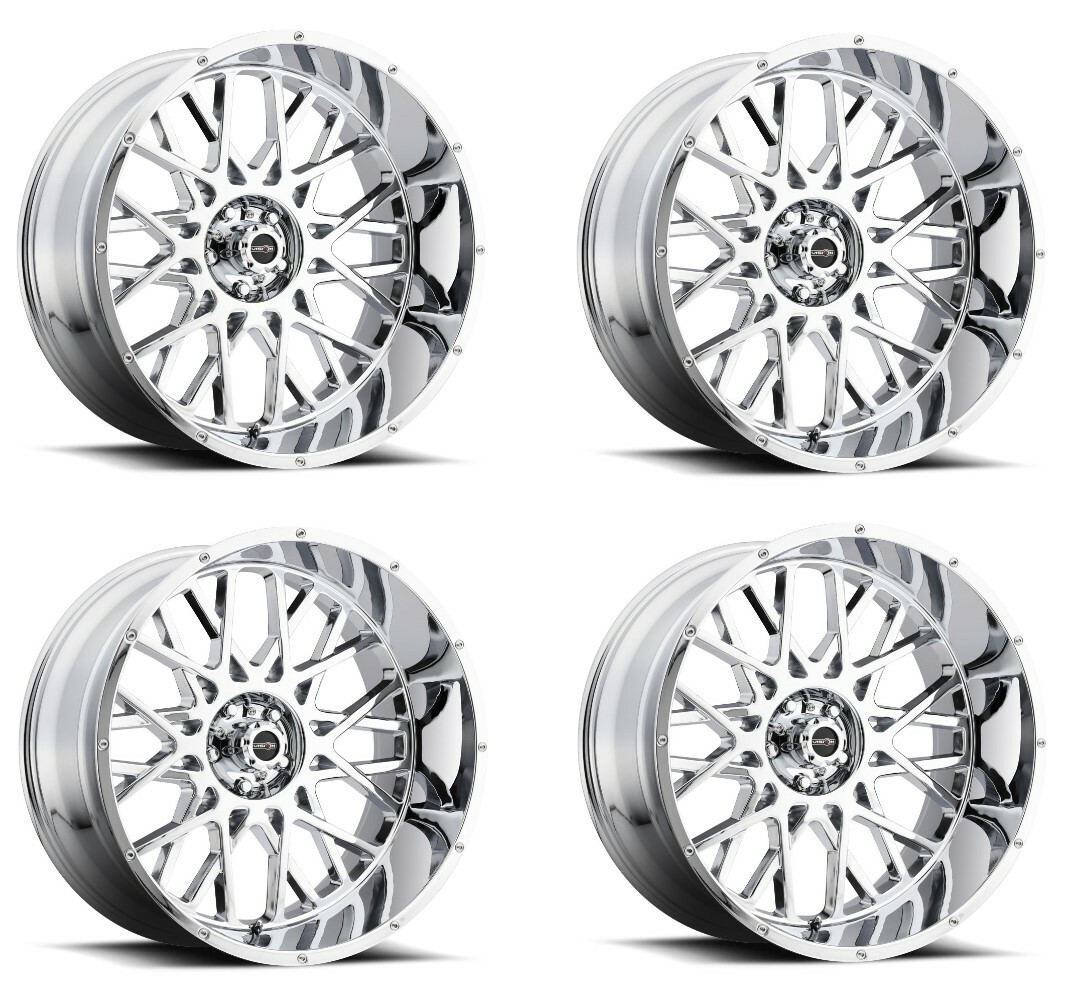 Set 4 20" Vision Off-Road 412 Rocker Chrome Wheels 20x10 8x6.5 Lifted Rims -25mm