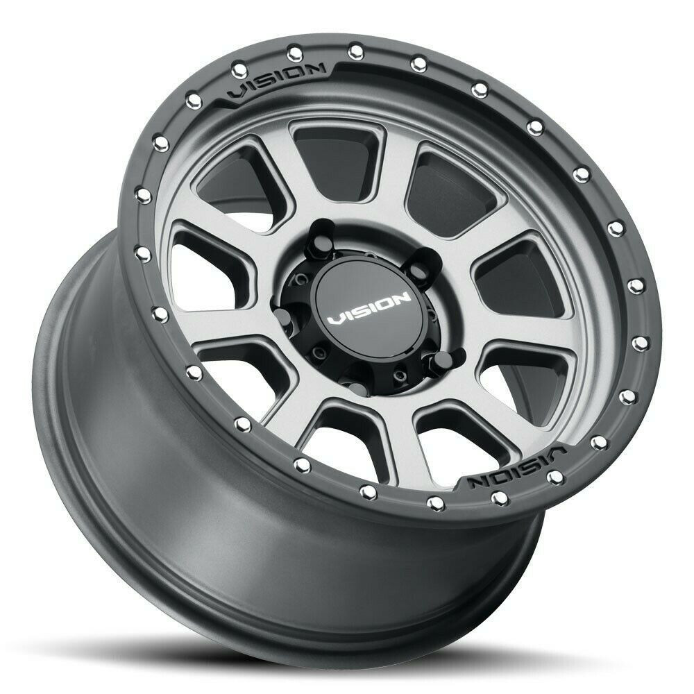 Set 4 20" Vision Off-Road 350 Ojos Satin Grey Wheels 20x9 6x5.5 Truck Rims 12mm