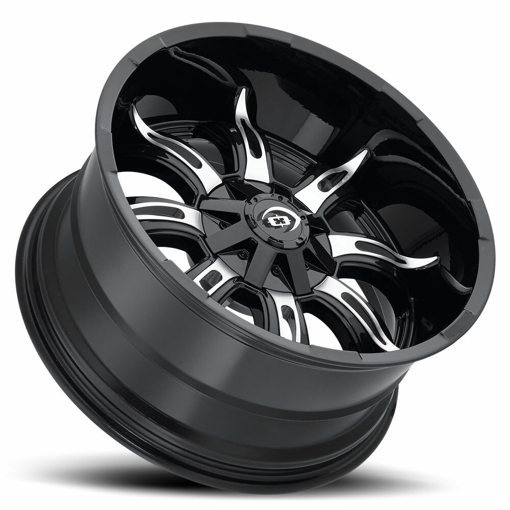 Set 4 17" Vision 423 Manic Gloss Black Machined Face 17x9 Wheels 5x5.5 (5x139.7) 12mm Rims