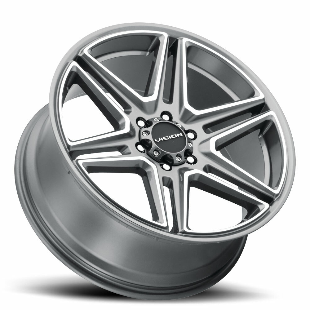 Set 4 20" Vision Street 476 Wedge Gunmetal Machined Wheels 20x9 5x5.5 Rims 15mm