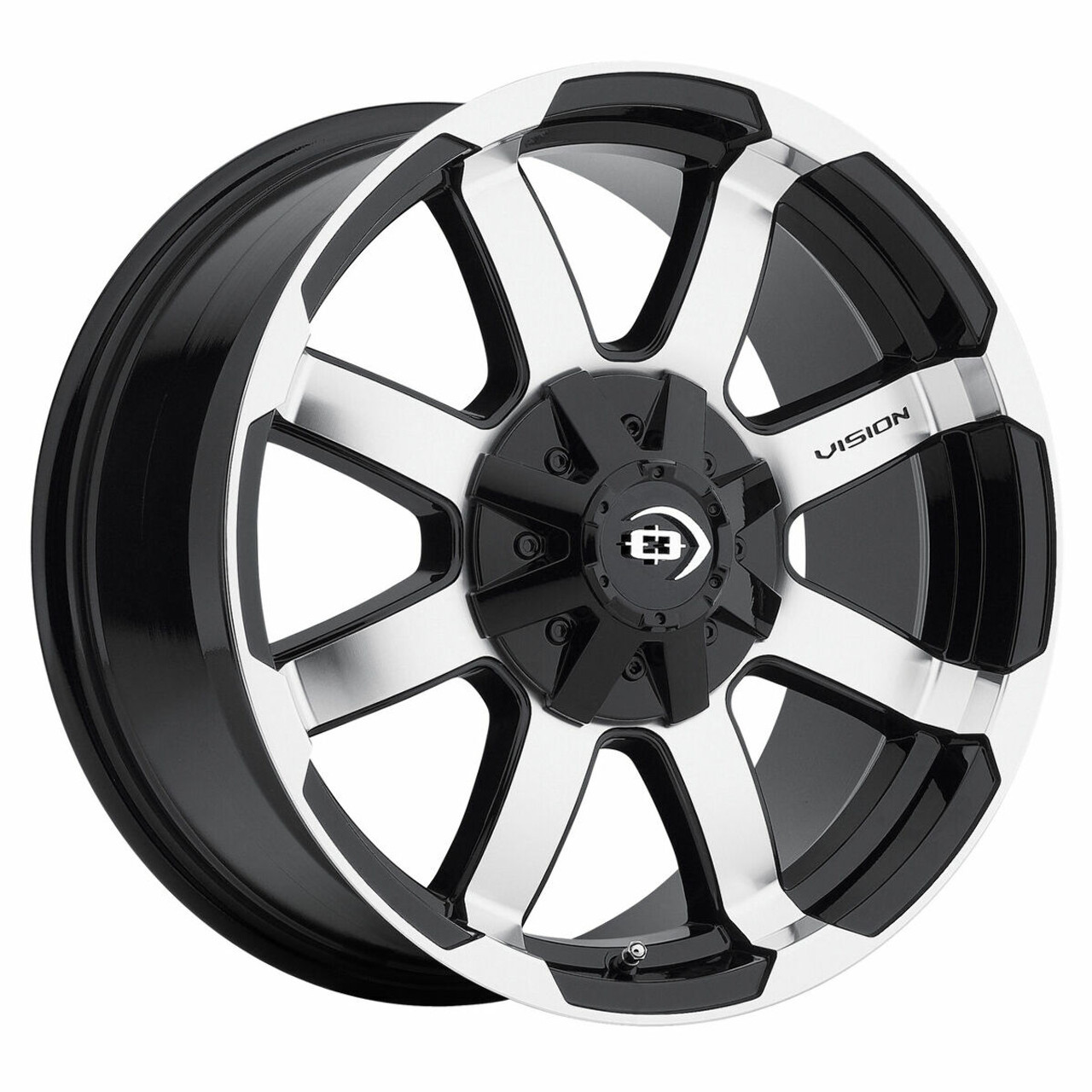 Set 4 17" Vision 413 Valor Gloss Black Machined Face Wheels 17x8.5 8x6.5 Rim 0mm