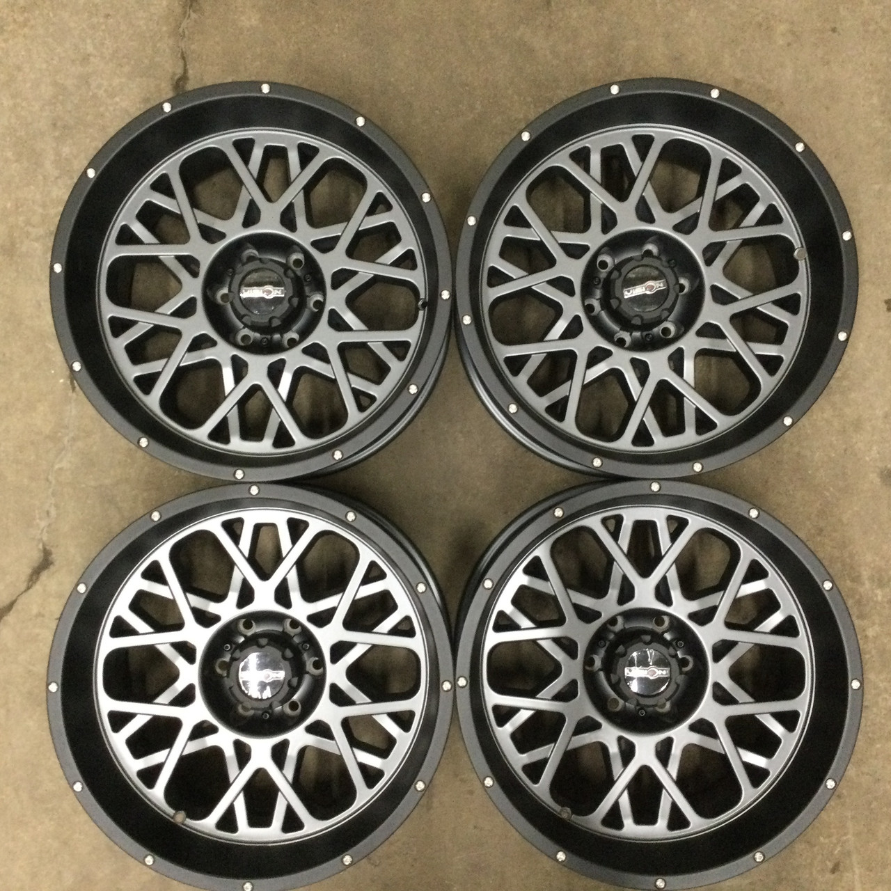 Set 4 22" Vision 412 Rocker Anthracite Satin Black Lip Wheels 22x10 6x135 -19mm