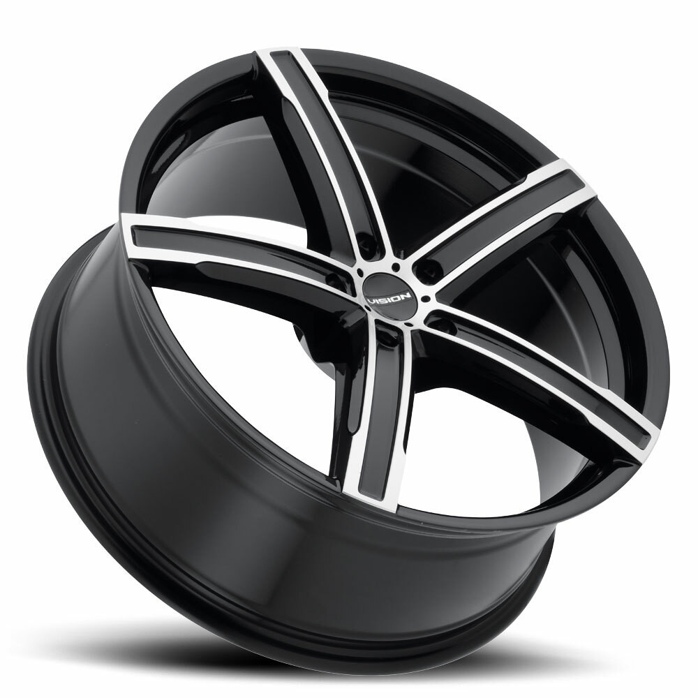 Set 4 17" Vision Street 469 Boost Gloss Black Machined Face 17x8 5x112 38mm Rims