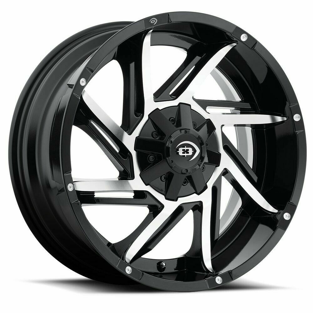 Set 4 18" Vision Off-Road 422 Prowler Gloss Black Machined Face Wheels 18x9 6x135 Rims -12mm