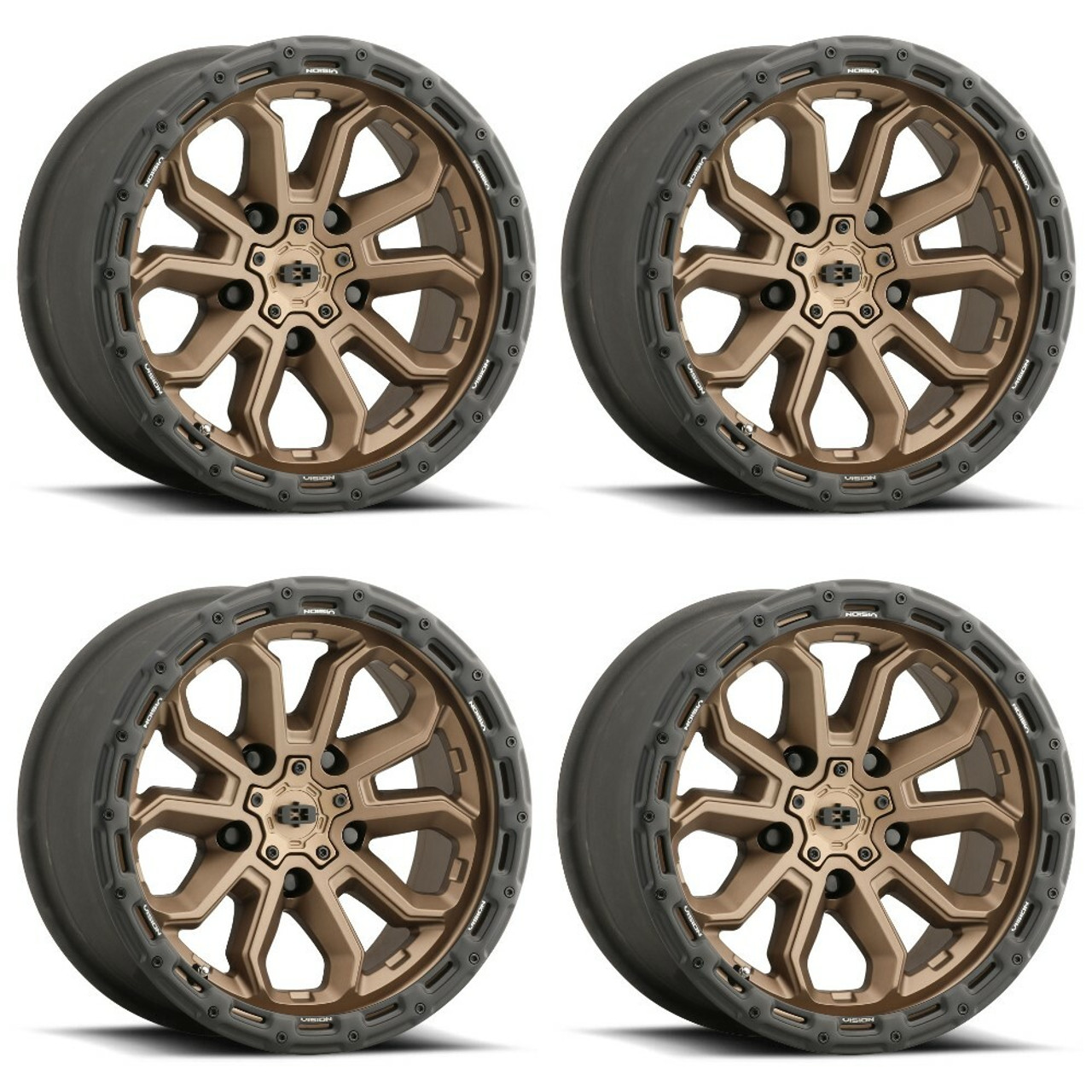 Set 4 16" Vision Off-Road 405 Korupt Satin Bronze Wheels 16x8 5x5.5 Rims 0mm