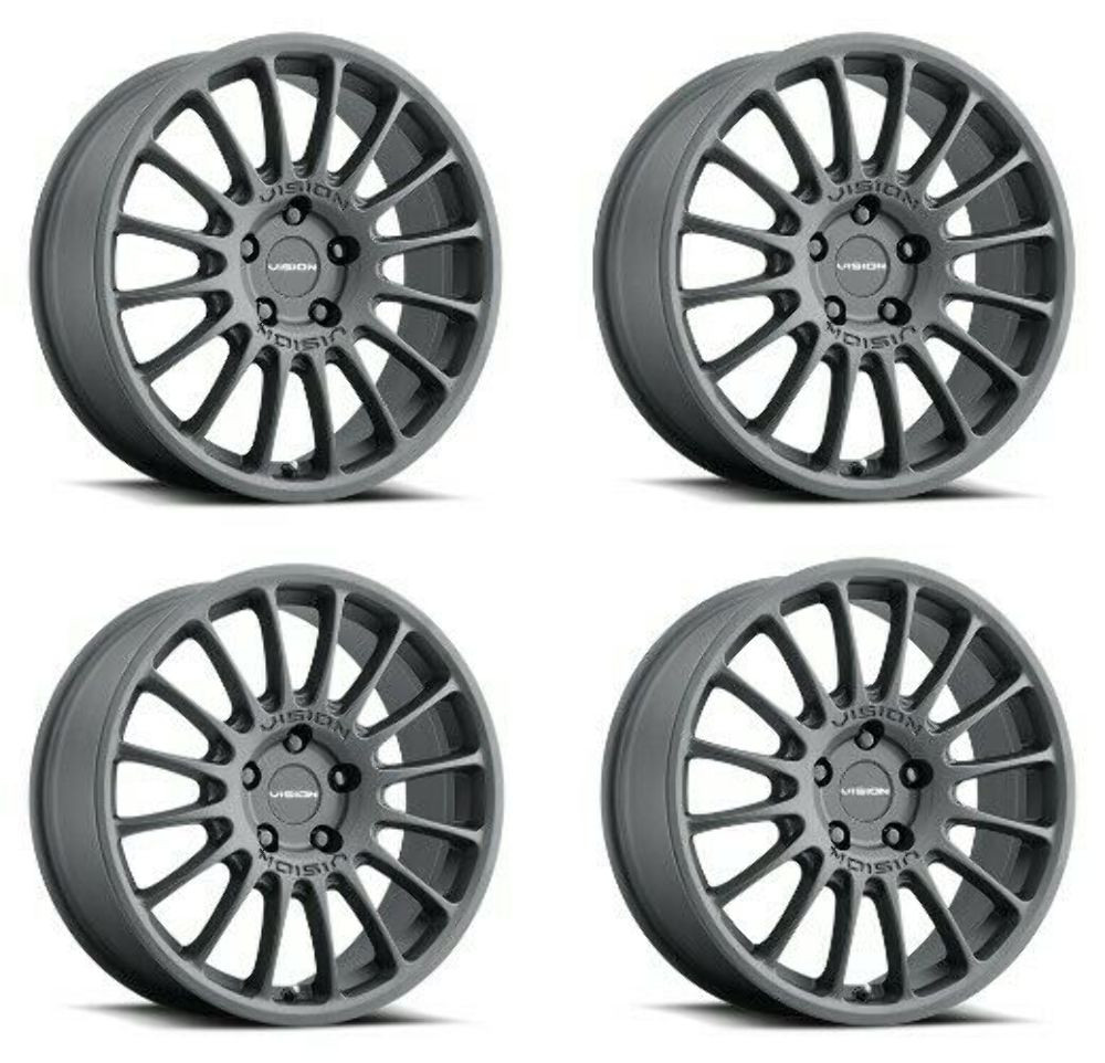 Set 4 20" Vision Street 477 Monaco Satin Black Wheels 20x8.5 5x115 Rims 35mm