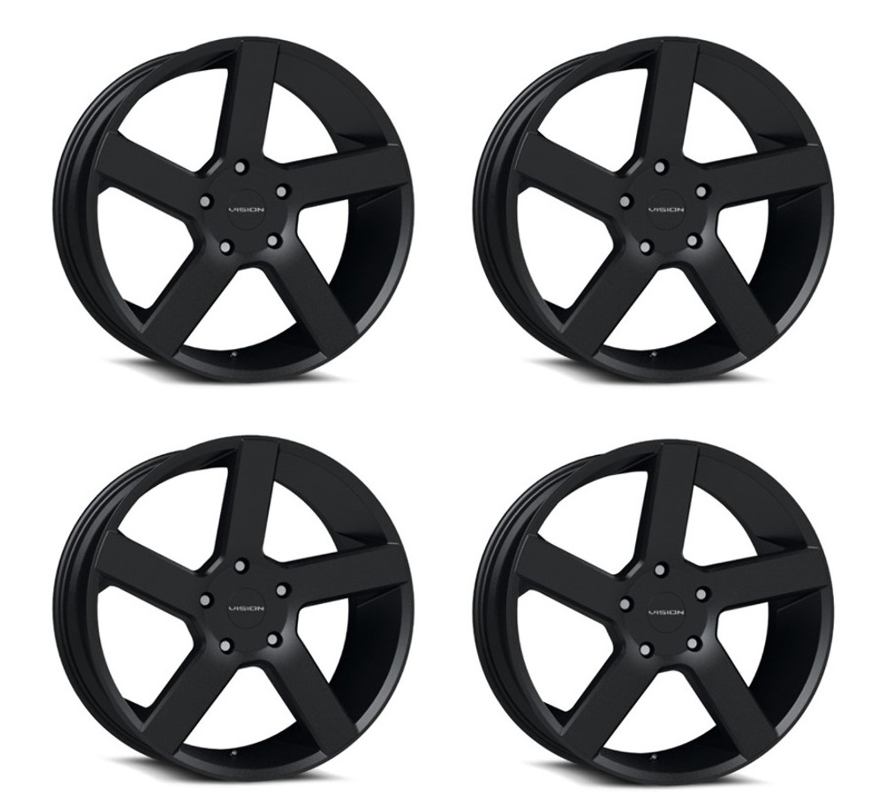 Set 4 22" Vision Street 472 Switchback Satin Black Wheels 22x9.5 5x120 Rims 30mm