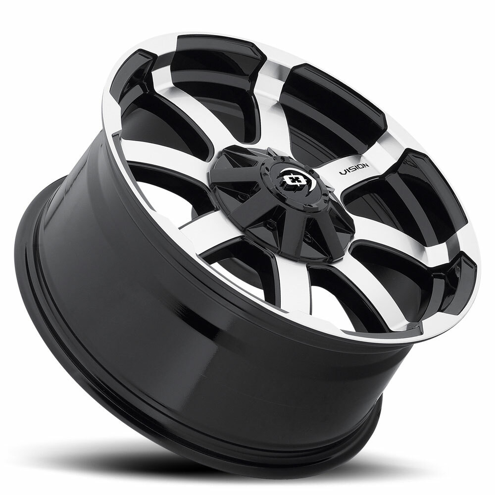 Set 4 16" Vision 413 Valor Gloss Black Machined Face 16x8 Wheels 6x5.5 (6x139.7) 0mm Rims
