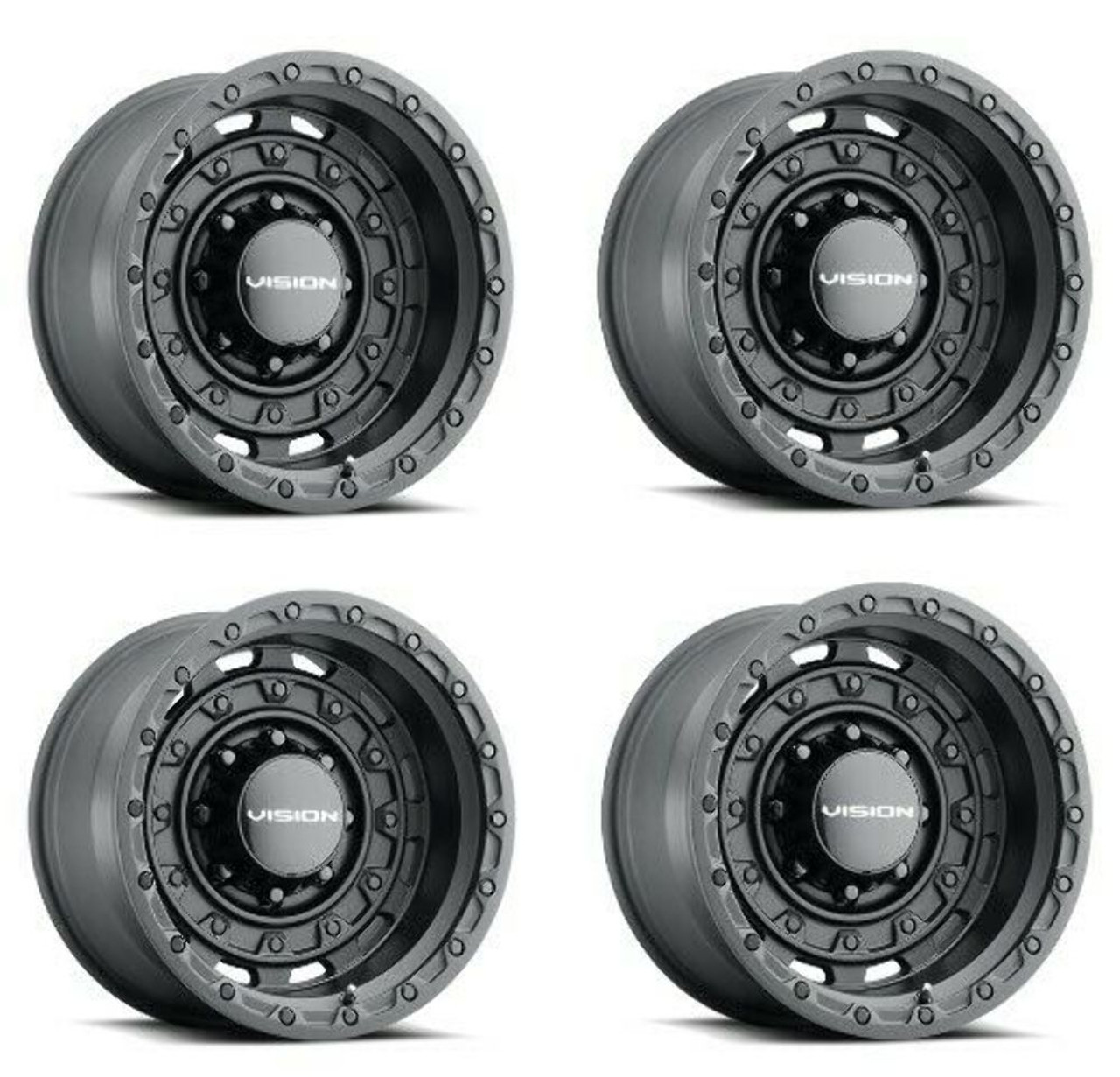 Set 4 18" Vision Off-Road 403 Tactical Satin Black Wheels 18x9.5 8x6.5 Rim -18mm