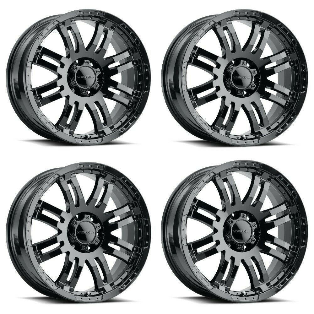 Set 4 16" Vision Off-Road 375 Warrior Gloss Black Wheels 16x8 6x4.5  Rims 12mm