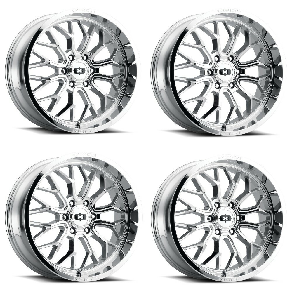 Set 4 20" Vision 402 Riot Chrome 20x9 Wheels 5x5 (5x127) 10mm Rims