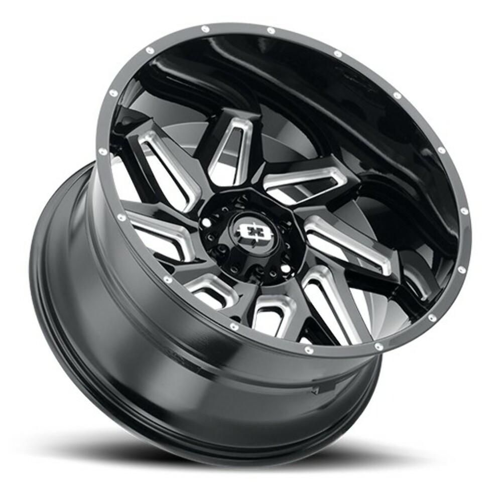 Set 4 24" Vision 361 Spyder Gloss Black Milled Spoke Wheels 24x12 8x6.5 -51mm